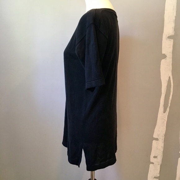 Valerie Stevens SILK Tunic Top Black Small Petite - Picture 9 of 12